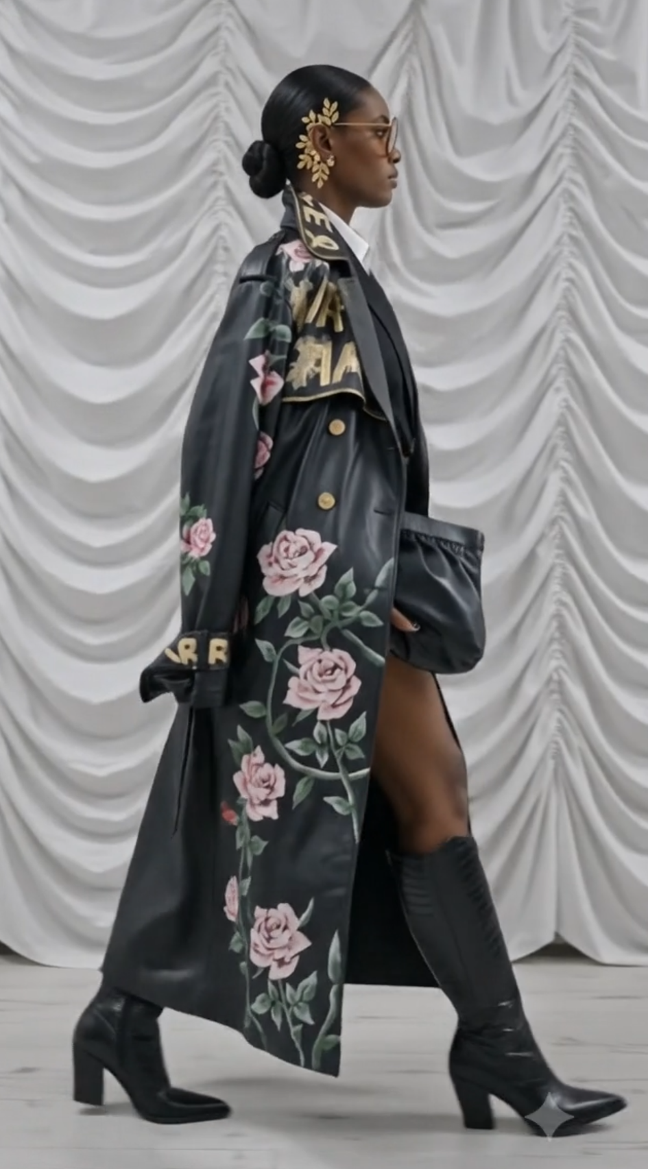 [As A Mother I Have A Human Divine Right To Protect My Child At All Costs] Protest Hand painted maxi leather trench coat